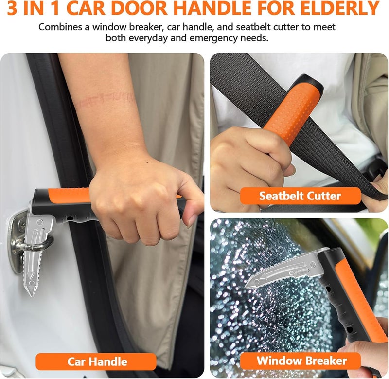 Kaiedos Car Door Handle for Elderly - 2026 New 3-in-1 Car Handle Assist, Auto Cane Portable Vehicle Support Handle Door Assist Bar, Max Load 500 Lbs, Anti-Slip Design (Orange-1-Pack Car Handle) - Image 2